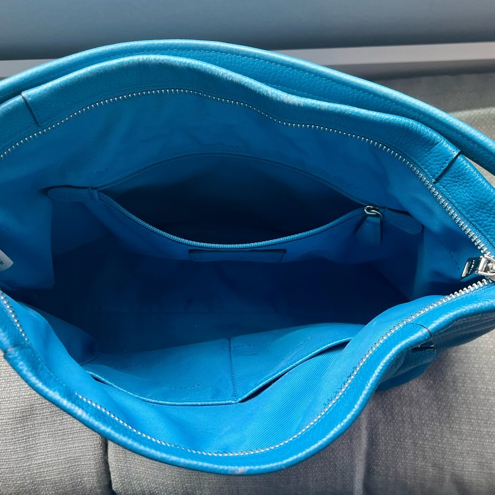 Coach Blue Pebbled Leather Hobo Shoulder Bag - Picture 4 of 7